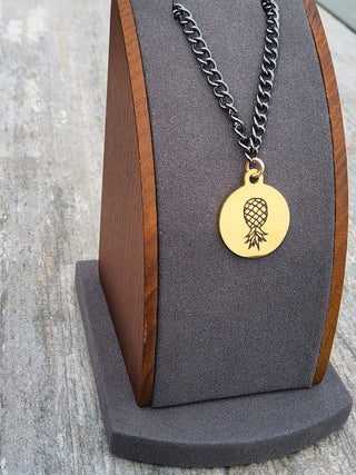6 Color Options: Men's Swinger Necklace, Pineapple Laser Charm Necklace, Men's Lifestyle Necklace, Upside Down Pineapple Necklace