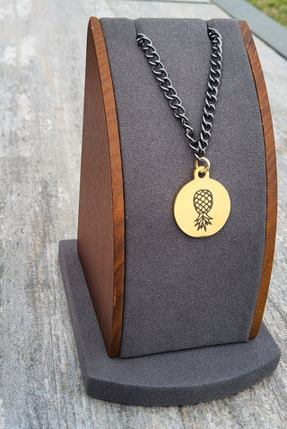 6 Color Options: Men's Swinger Necklace, Pineapple Laser Charm Necklace, Men's Lifestyle Necklace, Upside Down Pineapple Necklace
