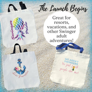 Swinger Canvas Tote Bag / Beach Bag with Pineapples / Swinger Lifestyle Bag / Adult Toy Bag