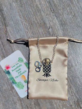 BDSM anklet with a handcuff charm and an upside down pineapple / Lifestyle anklet / bracelet, Pineapple bracelet, Includes Jewelry Bag