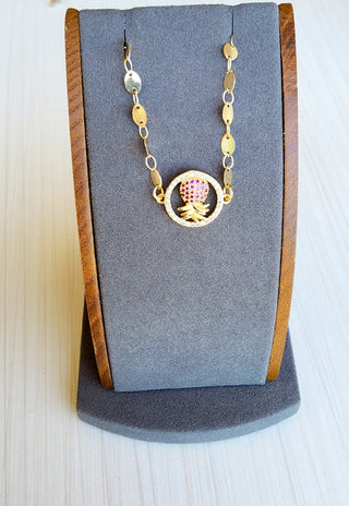 Upside Down pineapple anklet, Lifestyle anklet, Pineapple bracelet, Charm anklet, Includes Jewelry Bag/ Gold Color / Pineapple Anklet