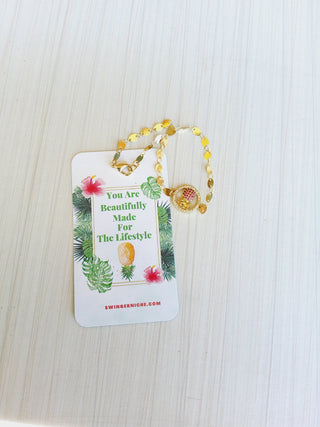 Upside Down pineapple anklet, Lifestyle anklet, Pineapple bracelet, Charm anklet, Includes Jewelry Bag/ Gold Color / Pineapple Anklet