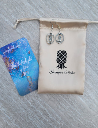 Upside Down Pineapple Spinner Earrings / Swinger Lifestyle Jewelry / Statement Earrings