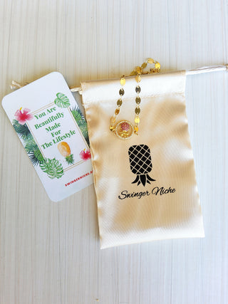 Upside Down pineapple anklet, Lifestyle anklet, Pineapple bracelet, Charm anklet, Includes Jewelry Bag/ Gold Color / Pineapple Anklet
