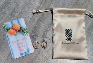 Upside Down Pineapple Spinner Earrings / Swinger Lifestyle Jewelry / Statement Earrings / Multi-colored Gold and Silver