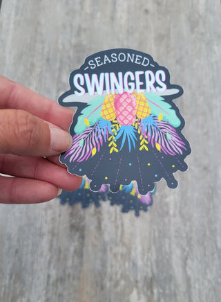 Seasoned Swingers Sticker for the Upside Down Pineapple Lifestyle / Weatherproof