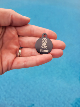 Personalized Black Pendant / Upside Down Pineapple with Customization / Additional Necklace Option Available/ Charm