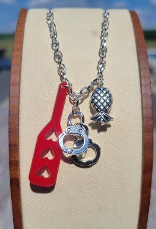 Handcuff charm, Paddle Charm, Upside Down Pineapple Anklet, Necklace, or Bracelet / Lifestyle anklet, Pineapple bracelet, BDSM Lifestyle
