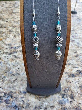 Fish Upside Down Pineapple Spinner Earrings / Swinger Lifestyle Earrings / Tropical Fish Earrings
