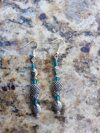 Fish Upside Down Pineapple Spinner Earrings / Swinger Lifestyle Earrings / Tropical Fish Earrings
