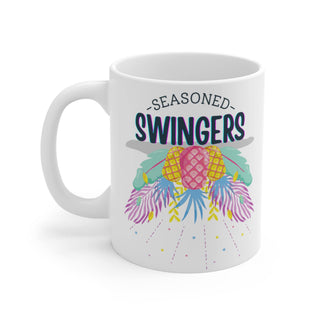 Seasoned Swingers Coffee Mug with Upside-Down Pineapples - Perfect for the Swinger Lifestyle