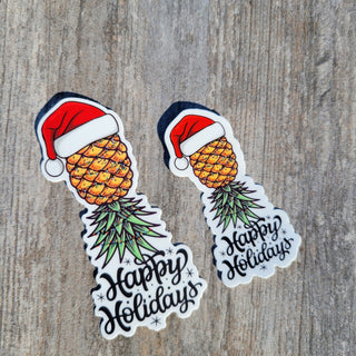 Upside Down Happy Holiday Sticker / Weatherproof / Thick / Durable / 2 Options