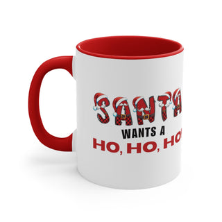 Santa Wants A Ho Ho Ho! Accent Coffee Mug, 11oz, Funny Christmas Mug, Christmas Gift
