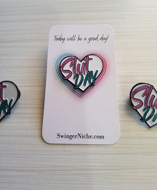 Express Yourself on Fun Slut Day with this Playful Enamel Pin - Ideal for Every Lifestyle