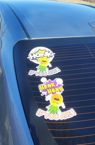 Honk If You Are window cling ons with a fun Upside-down Pineapple for the Swinger Lifestyle / Reusable