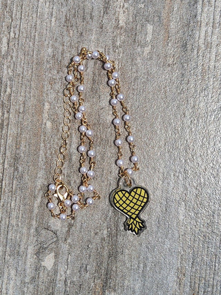 Love With A Twist Convertable Necklace or Double it to make an anklet / Upside Down Pineapple Heart Charm