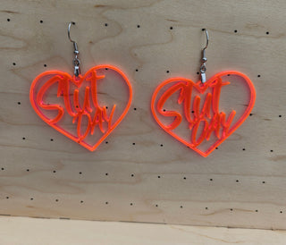 Statement Earrings for Slut Day in Vibrant Neon Transluscent | 2" Height