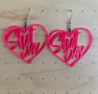 Vibrant Pink Slut Day Earrings | 2" Height