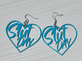 Aqua Blue Slut Day Earrings | 2" Height