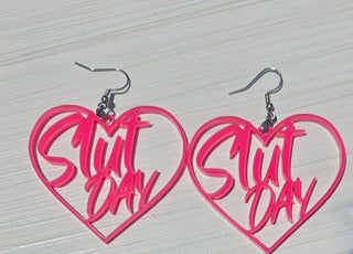 Slut Day Colorful Acrylic Earrings with Custom Color Options Available / 2" in length / Handmade