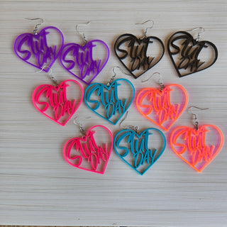 Slut Day Colorful Acrylic Earrings with Custom Color Options Available / 2" in length / Handmade
