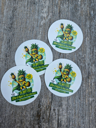 Tropical Fun Sticker: Pineapple Swinger Superhero with Pineapple Trophy Design, Glossy, Swinger Lifestyle Tumbler Sticker