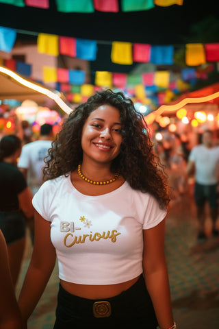 Bi Curious Crop Top in Fitted or Flowy Styles, Bi Pride Tee