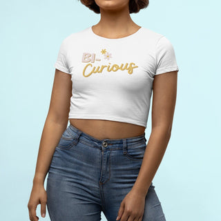 Bi Curious Crop Top in Fitted or Flowy Styles, Bi Pride Tee