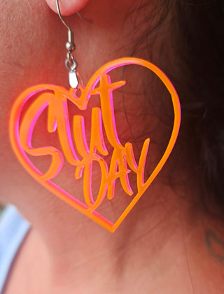 Statement Earrings for Slut Day in Vibrant Neon Transluscent | 2" Height