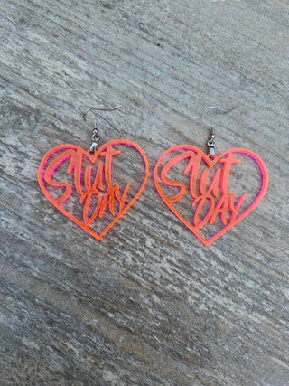 Statement Earrings for Slut Day in Vibrant Neon Transluscent | 2" Height