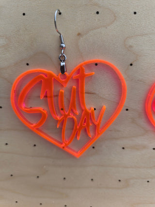 Statement Earrings for Slut Day in Vibrant Neon Transluscent | 2" Height