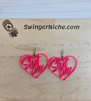 Vibrant Pink Slut Day Earrings | 2" Height