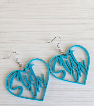Aqua Blue Slut Day Earrings | 2" Height