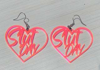 Slut Day Colorful Acrylic Earrings with Custom Color Options Available / 2" in length / Handmade