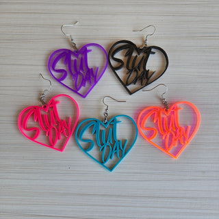 Slut Day Colorful Acrylic Earrings with Custom Color Options Available / 2" in length / Handmade