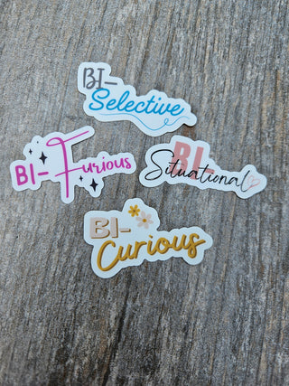 Bi Pride Stickers for the bi selective, bi curious, bi situational, and bi furious