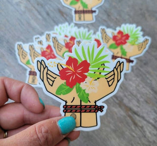 BDSM Bondage with Hibiscus Flower Sticker, Upside-Down Pineapple on the Wrist, Swinger Lifestyle, Alternative Lifestyle