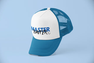 Master Baiter Blue Trucker Hat , Gift for Him, Funny Hat, Fishing Hat for Him, Adjustable