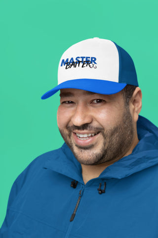 Master Baiter Blue Trucker Hat , Gift for Him, Funny Hat, Fishing Hat for Him, Adjustable