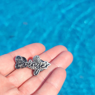 Swinger Enamel Pin in Silver with an Upside Down Pineapple / Swinger Lifestyle Decoration