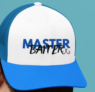 Master Baiter Blue Trucker Hat , Gift for Him, Funny Hat, Fishing Hat for Him, Adjustable