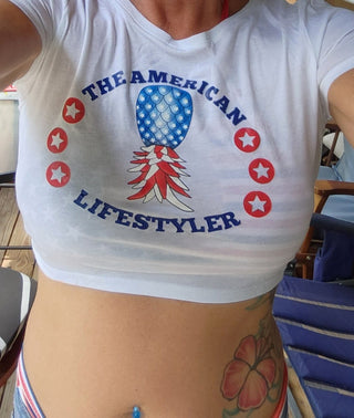 American Lifestyler Upside-Down Pineapple Swinger Crop Top, Tumbler, Mug, or Sticker
