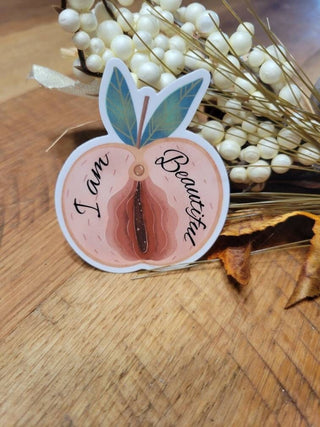 I am beautiful fruit sticker, feminist sticker, female anatomy, feminine pride sticker, lifestyle sticker, alternative lifestyle