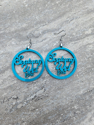 Soaking Wet Acrylic Earrings, Two Size Option, Slutty Earrings, Gift for her, Resort Earrings