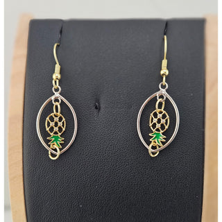 Upside down pineapple earrings that dangle and drop with mixed metals / Swinger lifestyle earrings / Small and Dainty Earrings