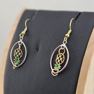 Upside down pineapple earrings that dangle and drop with mixed metals / Swinger lifestyle earrings / Small and Dainty Earrings