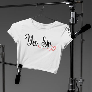 Yes Sir Good Girl Crop Top Tee, Black or White T Shirt, Submissive Shirt, BDSM Clothing, Gift for her, Gift for wife