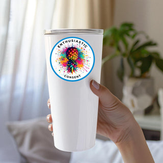 Enthusiastic Consent Upside-Down Pineapple with a Burst of Color, Vinyl Sticker for the Swinger Lifestyle