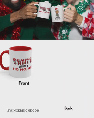 Santa Wants A Ho Ho Ho! Accent Coffee Mug, 11oz, Funny Christmas Mug, Christmas Gift