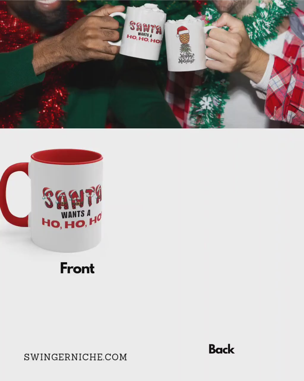 Santa Wants A Ho Ho Ho! Accent Coffee Mug, 11oz, Funny Christmas Mug, Christmas Gift
